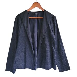 Eileen Fisher 100% Silk Embroidered Blazer Jacket Black Medium